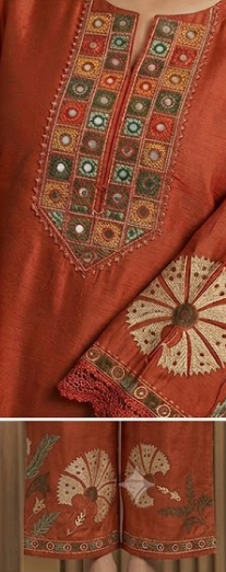Women Ethnic Regular applique thread work Kurta with Trousers & Dupatta
