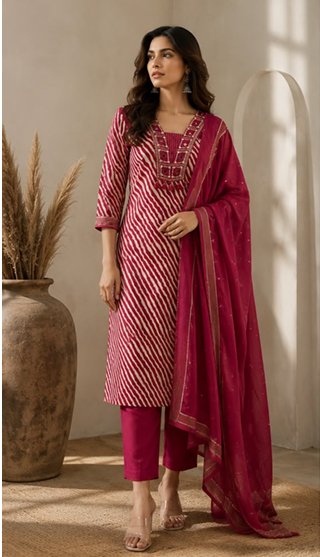 Women Leheriya Printed Luxury Tassel work Suit set