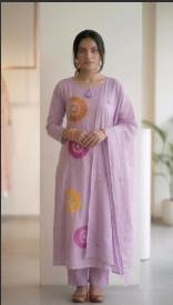 PURE MUL COTTON WITH BEAUTIFUL EMBROIDERY KURTI SET