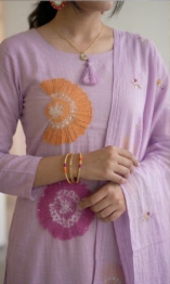 PURE MUL COTTON WITH BEAUTIFUL EMBROIDERY KURTI SET