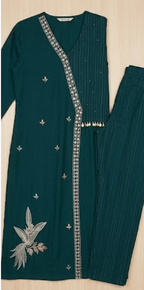 Teal Green Cotton Suit- Set of 3