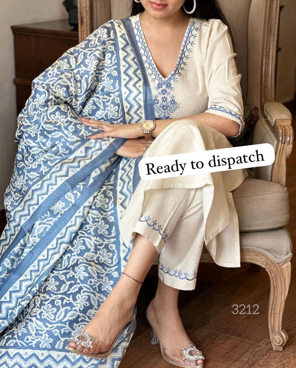 Cotton kurta paired with bottom & art silk dupatta