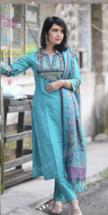Three piece suit with heavy embroidery