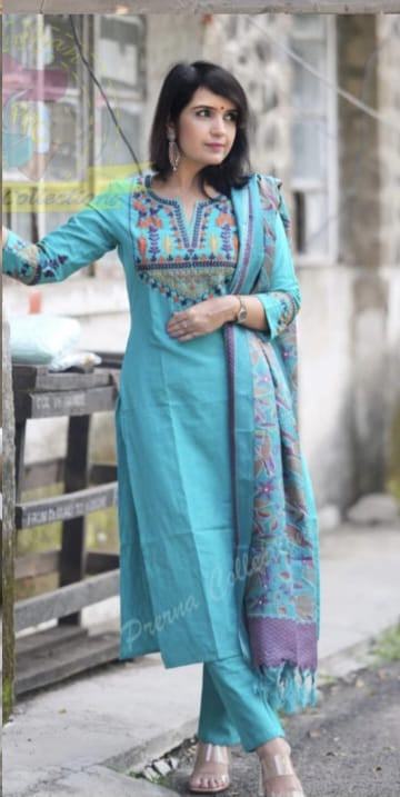 Three piece suit with heavy embroidery
