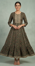 Ethnic  Yoke Design Cotton Anarkali Kurti