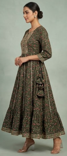 Ethnic  Yoke Design Cotton Anarkali Kurti