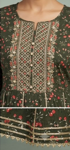 Ethnic  Yoke Design Cotton Anarkali Kurti