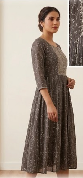 Ethnic  Yoke Design Cotton Anarkali Kurti